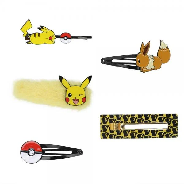 Gamer Hat - HAIR CLIPS - Nintendo - Pokemon - Pikachu - 5 pack - barrette set - NEW