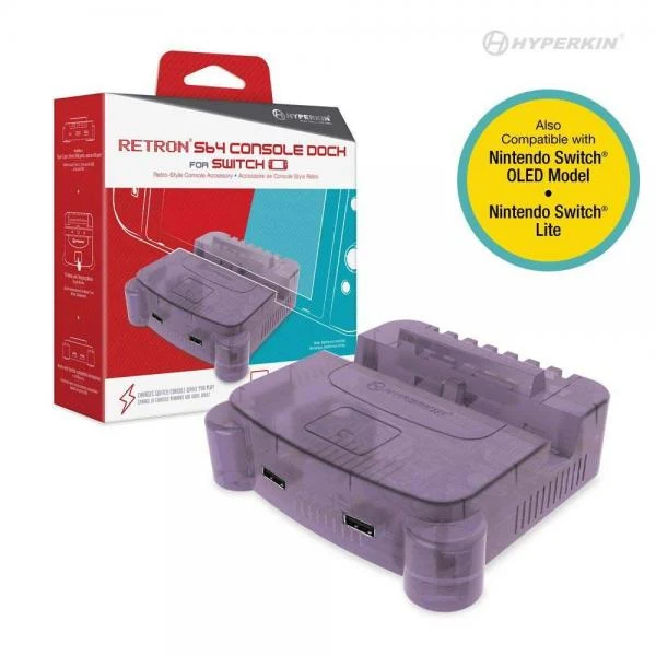 NS Retron S64 Console Dock for Nintendo Switch - (3rd) - Hyperkin - Purple - NEW
